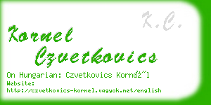 kornel czvetkovics business card